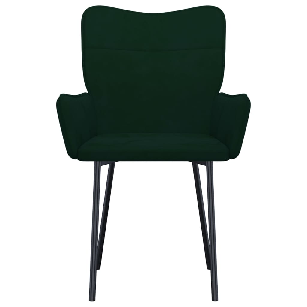 Chaises à manger lot de 2 Vert foncé Velours
