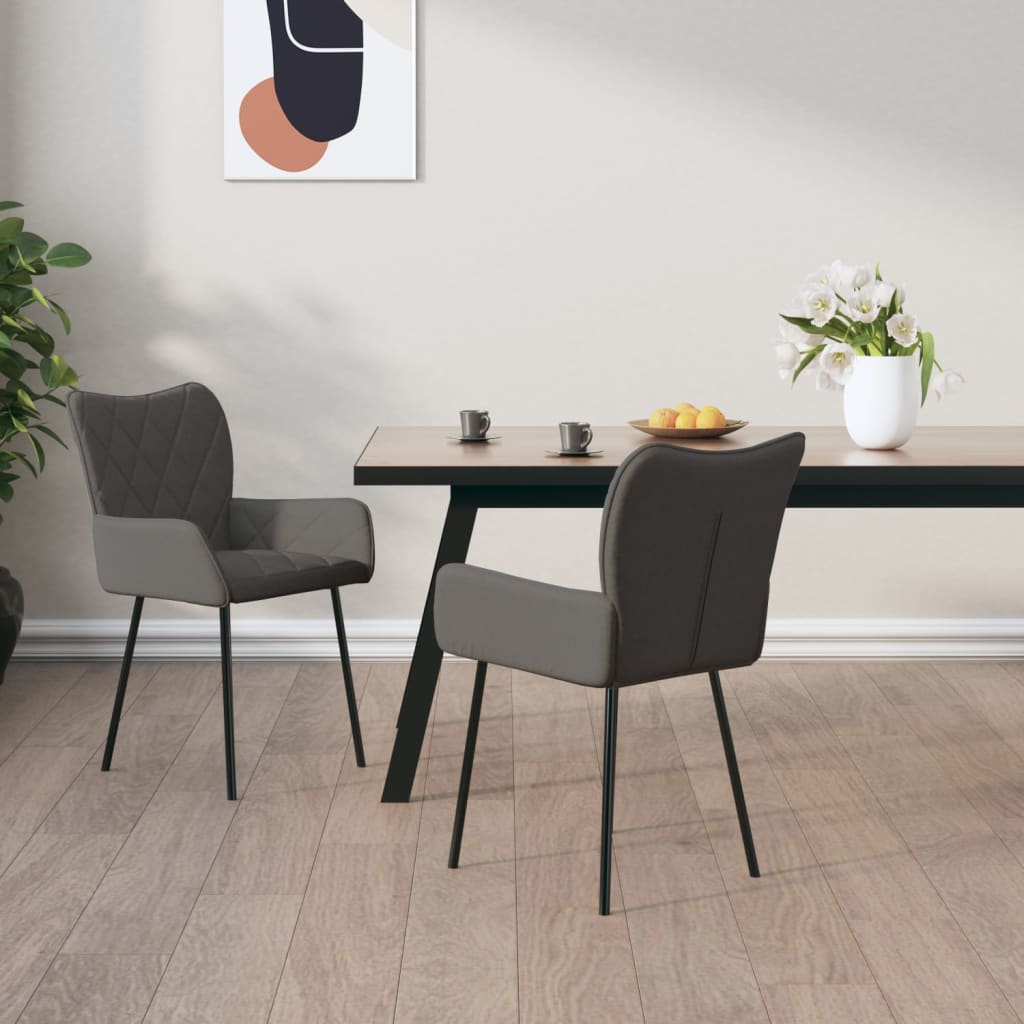 Chaises à manger lot de 2 gris foncé tissu - XIOS