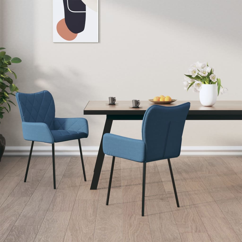 Chaises à manger lot de 2 bleu tissu - XIOS