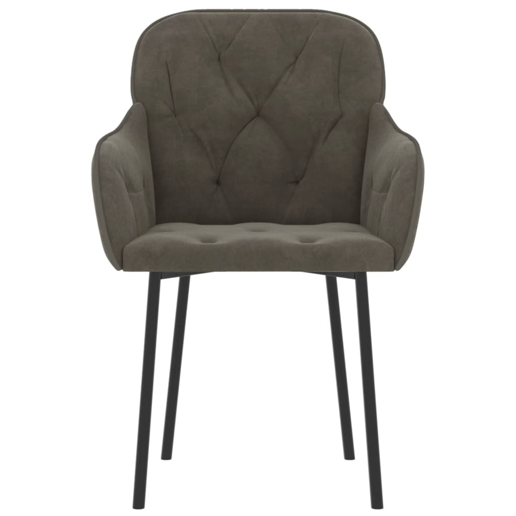 Chaises à manger lot de 2 Gris foncé Velours