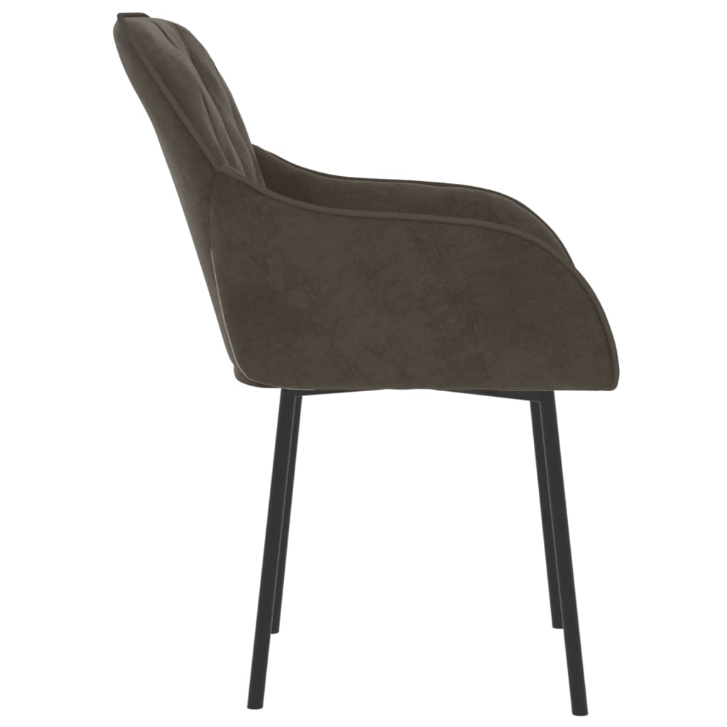 Chaises à manger lot de 2 Gris foncé Velours