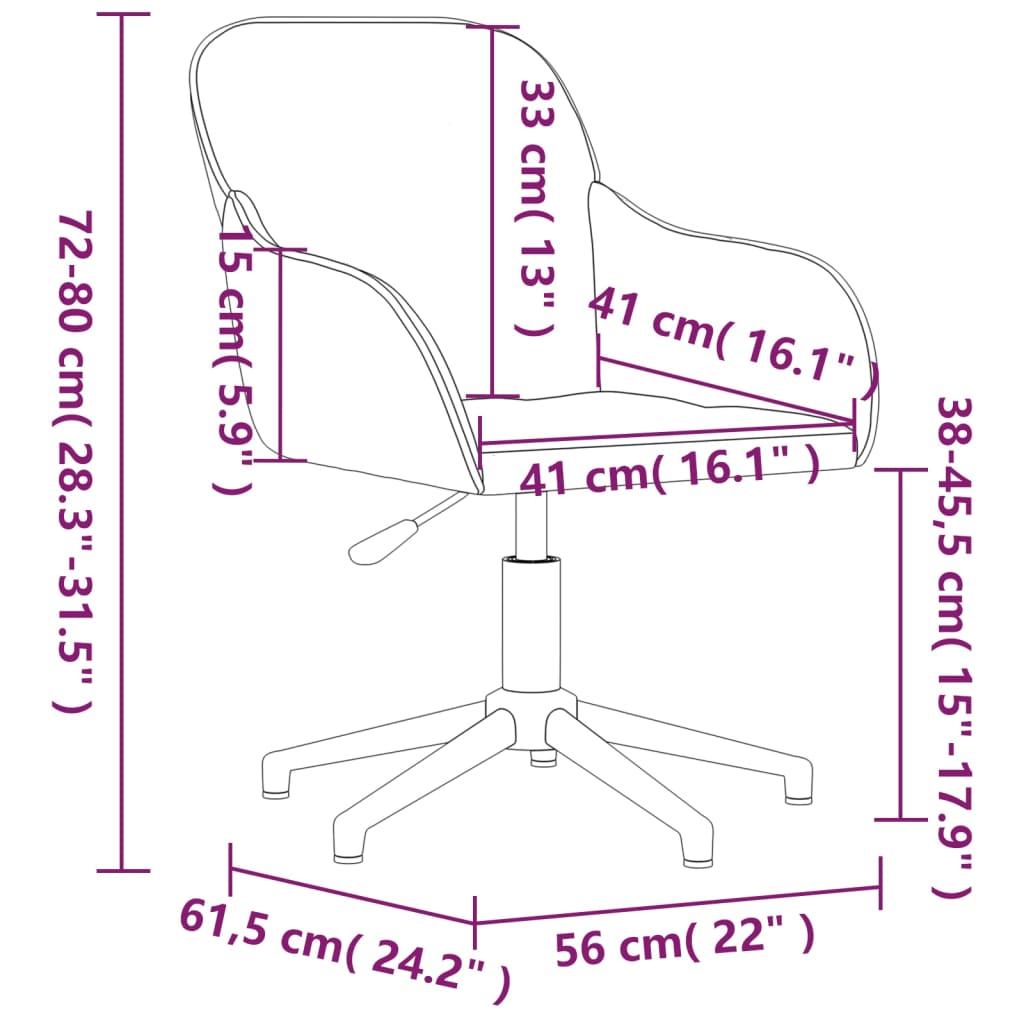 Chaise pivotante de bureau Bleu Velours Chaises de bureau vidaXL