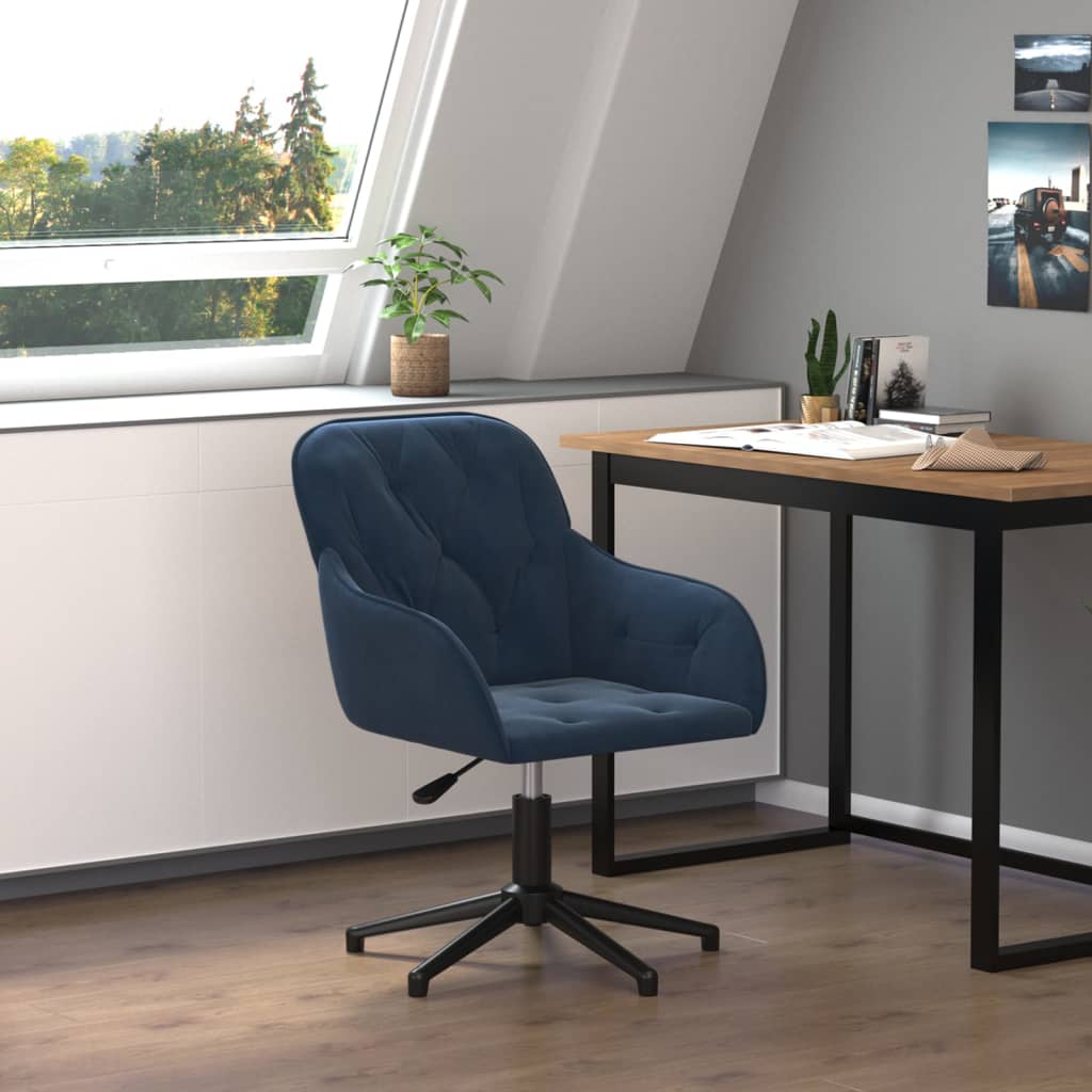 Chaise pivotante de bureau Bleu Velours Chaises de bureau vidaXL