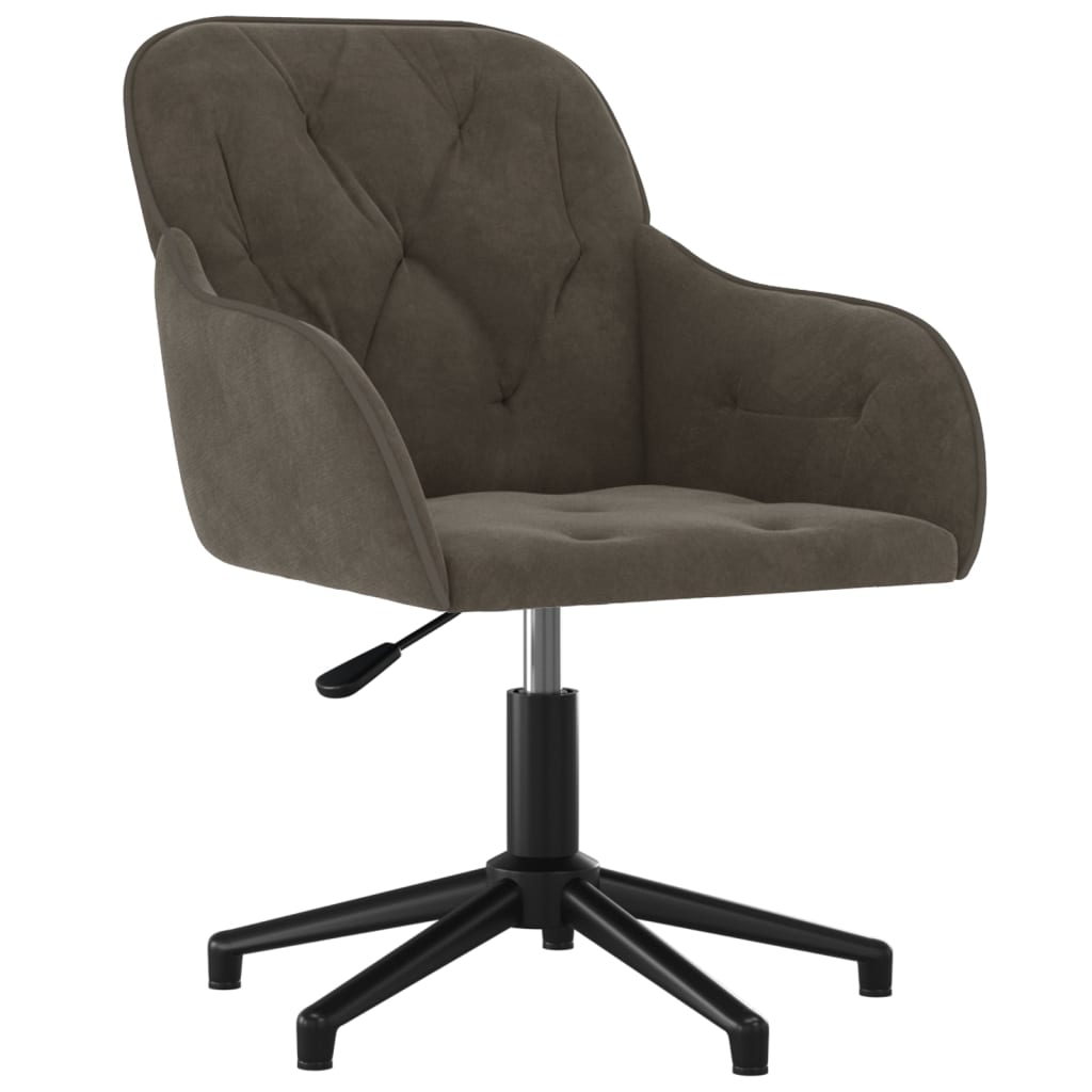 Chaise pivotante de bureau Gris foncé Velours Chaises de bureau vidaXL