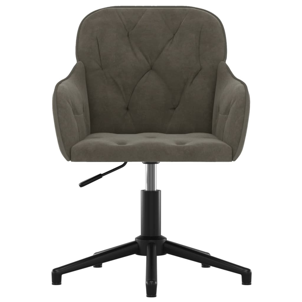 Chaise pivotante de bureau Gris foncé Velours Chaises de bureau vidaXL