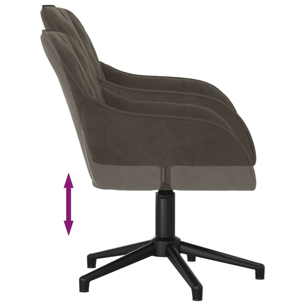 Chaise pivotante de bureau Gris foncé Velours Chaises de bureau vidaXL