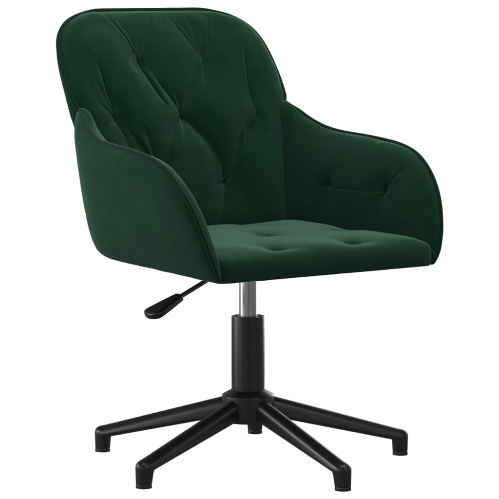 Chaise pivotante de bureau Vert foncé Velours Chaises de bureau vidaXL