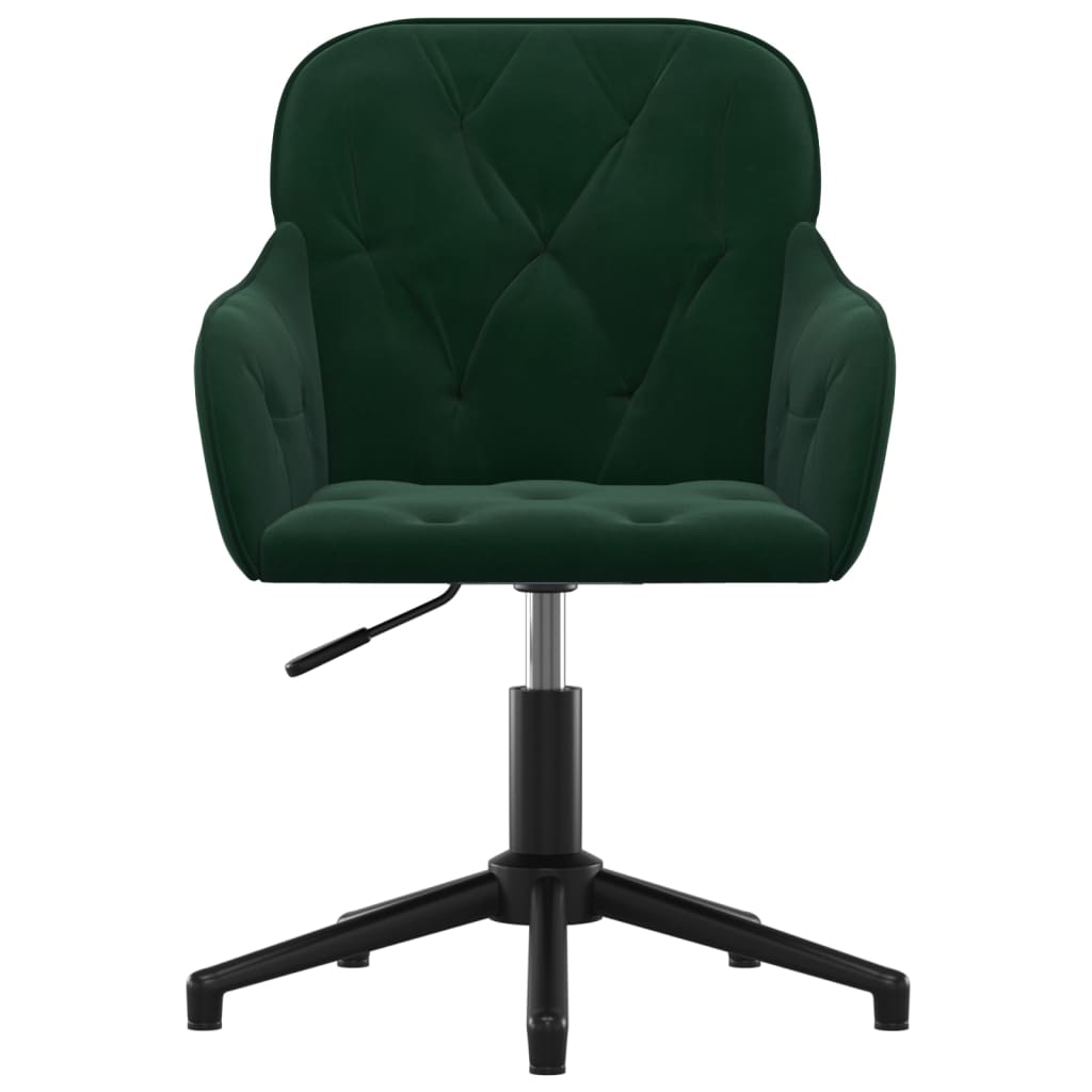 Chaise pivotante de bureau Vert foncé Velours Chaises de bureau vidaXL