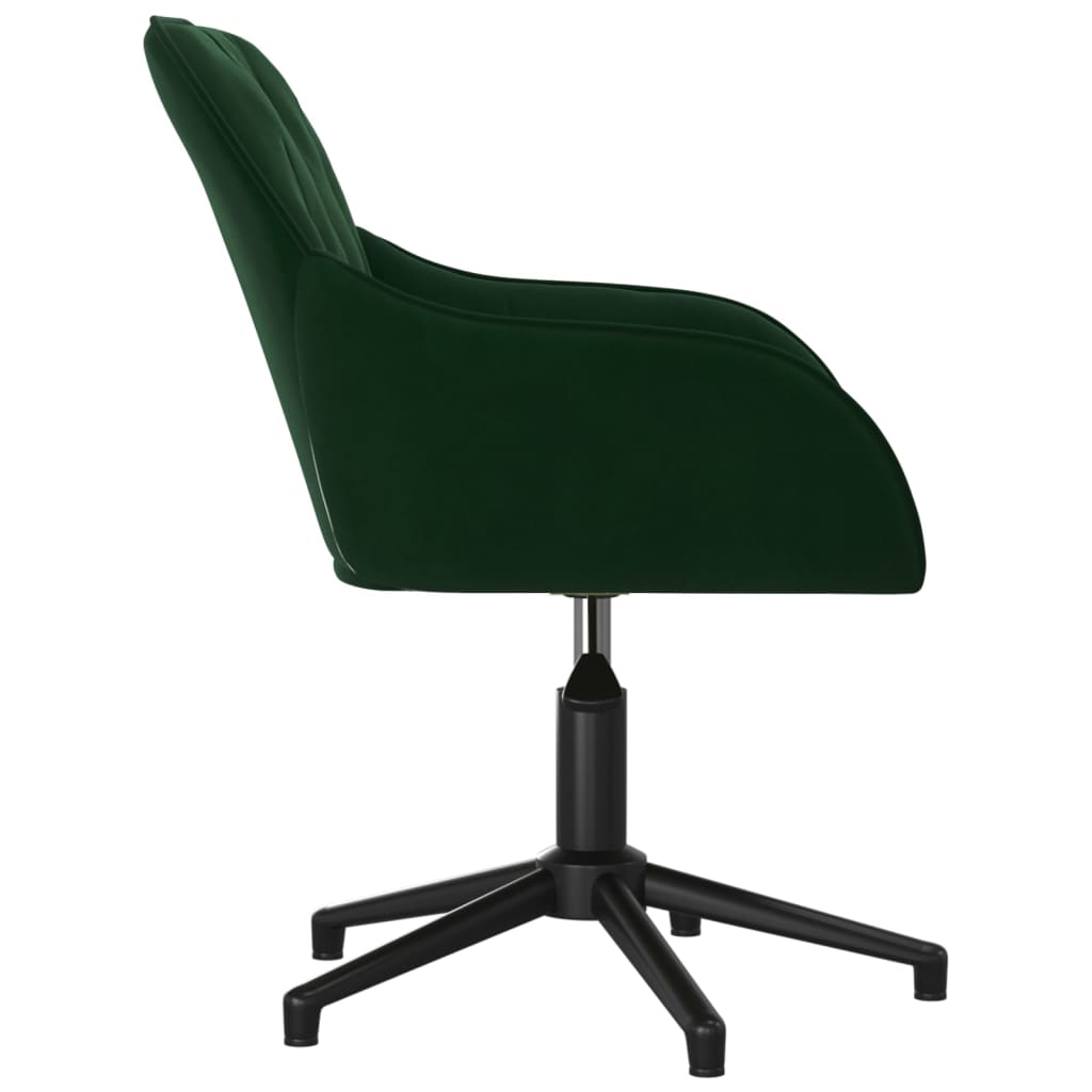 Chaise pivotante de bureau Vert foncé Velours Chaises de bureau vidaXL
