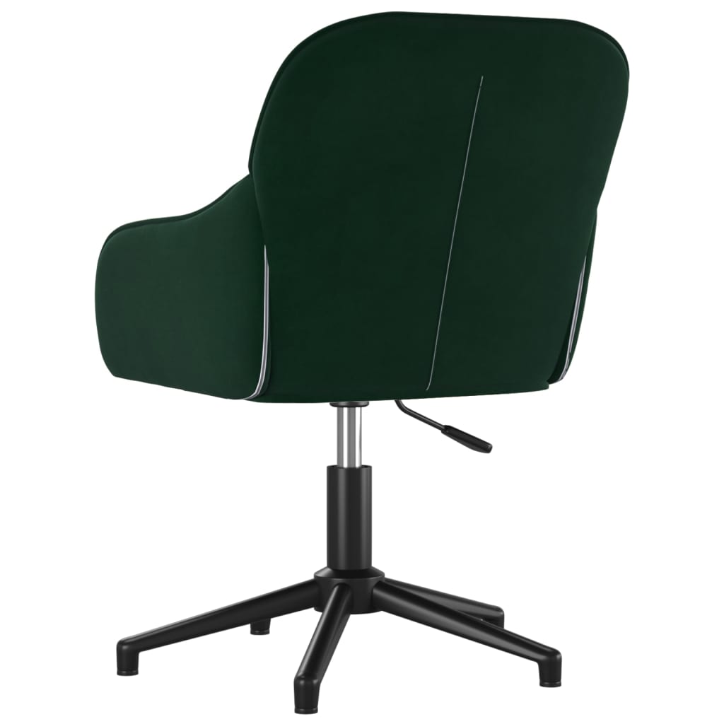 Chaise pivotante de bureau Vert foncé Velours Chaises de bureau vidaXL