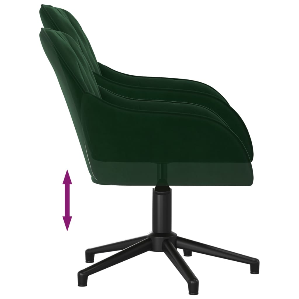 Chaise pivotante de bureau Vert foncé Velours Chaises de bureau vidaXL