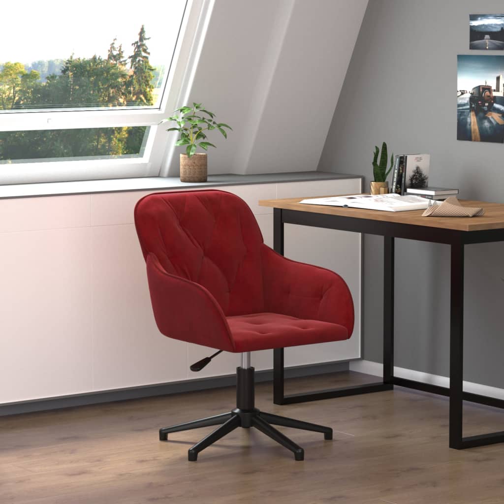 Chaise pivotante de bureau Rouge bordeaux Velours Chaises de bureau vidaXL