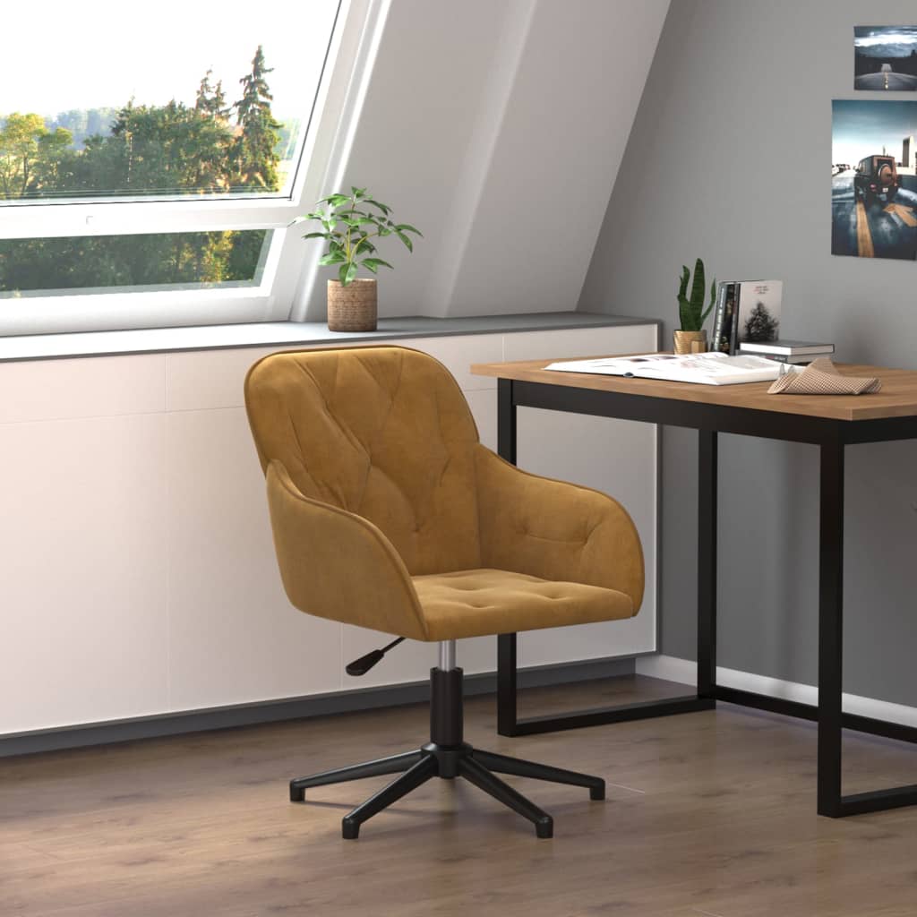 Chaise pivotante de bureau Marron Velours Chaises de bureau vidaXL