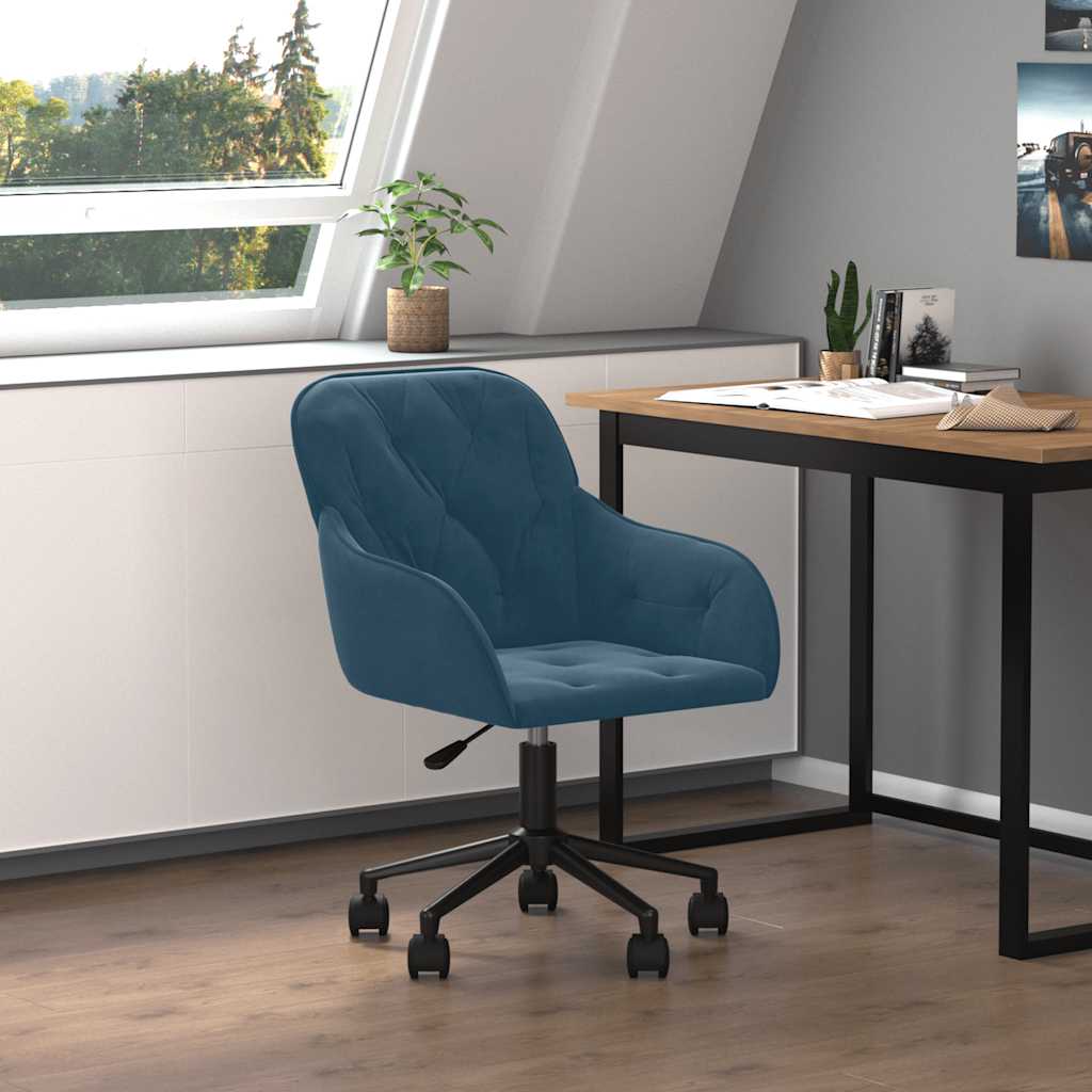 Chaise pivotante de bureau Bleu Velours - XIOS