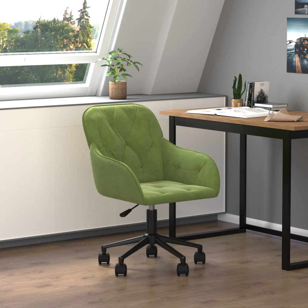 Chaise pivotante de bureau Vert clair Velours Chaises de bureau vidaXL