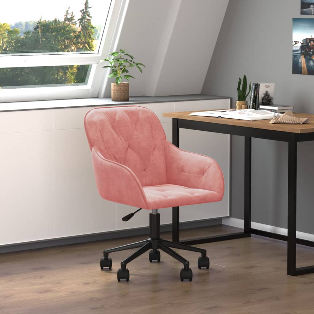 Chaise pivotante de bureau Rose Velours Chaises de bureau vidaXL