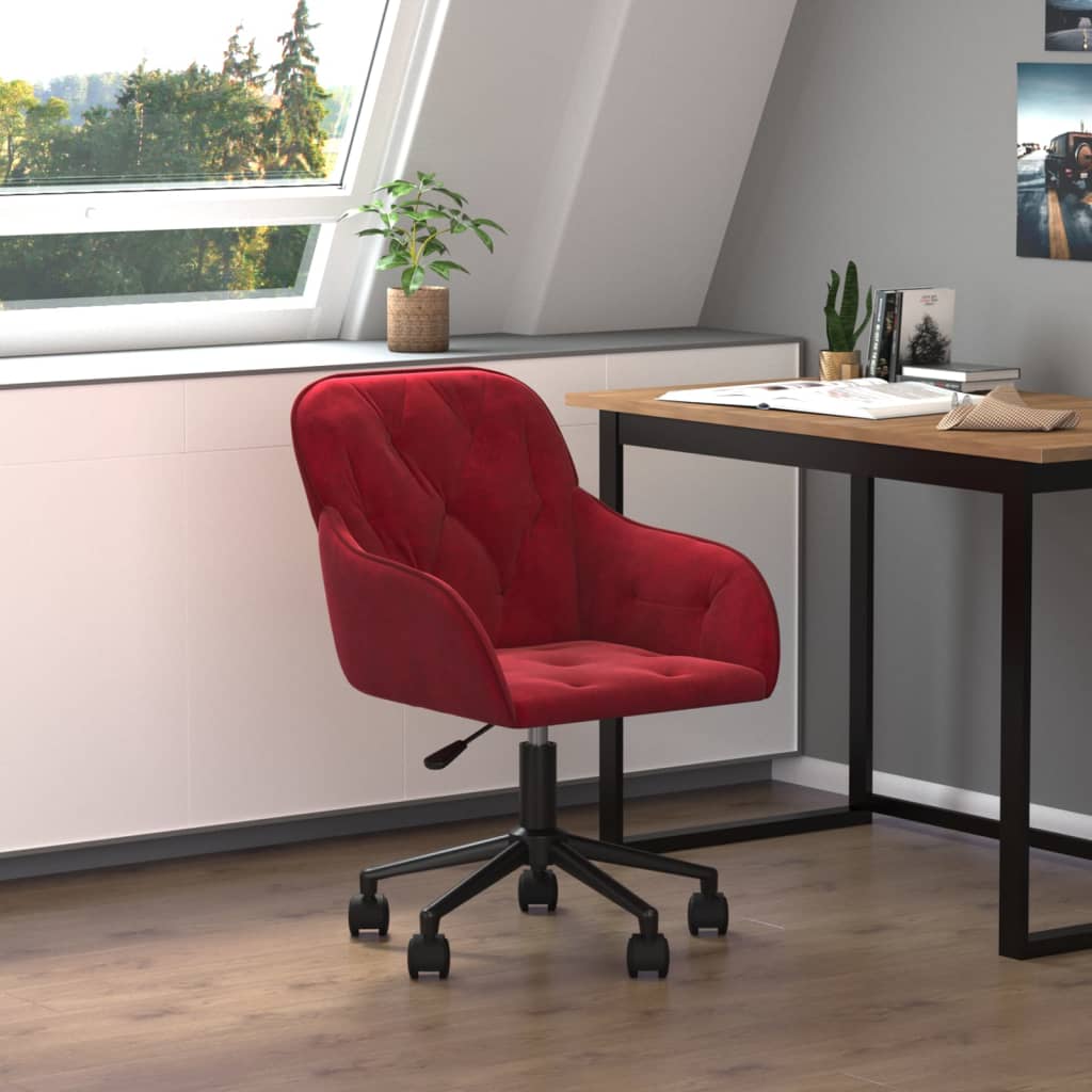 Chaise pivotante de bureau Rouge bordeaux Velours Chaises de bureau vidaXL