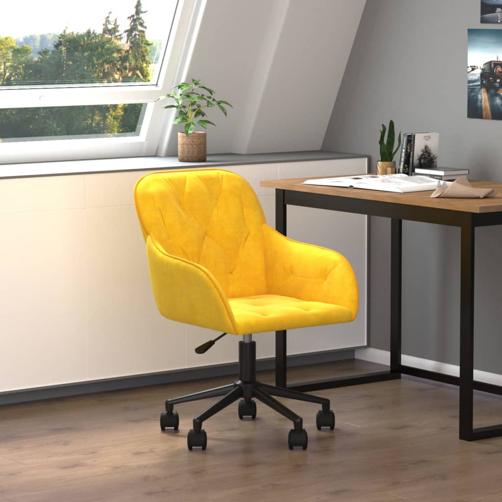 Chaise pivotante de bureau Jaune Velours Chaises de bureau vidaXL