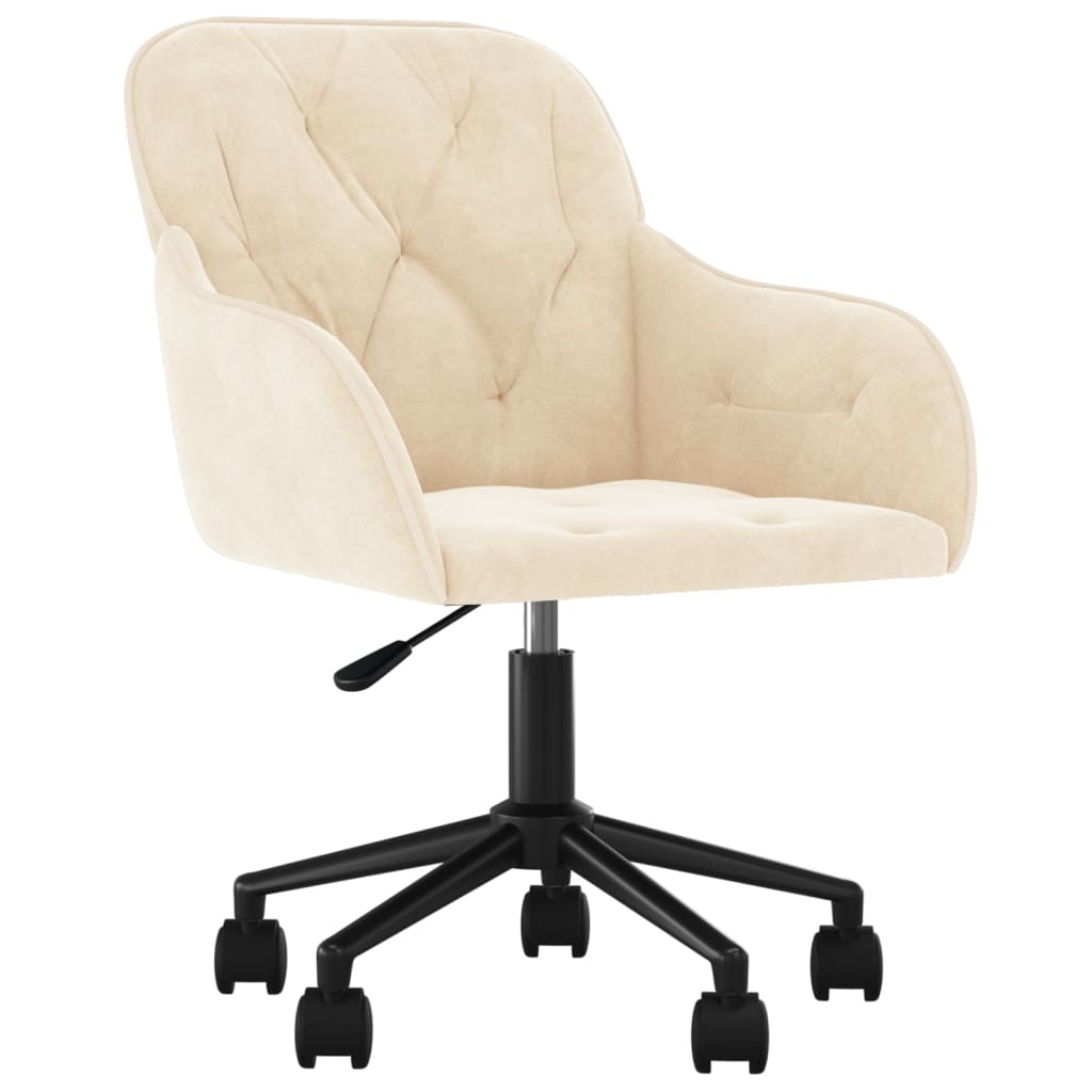 Chaise pivotante de bureau Crème Velours Chaises de bureau vidaXL
