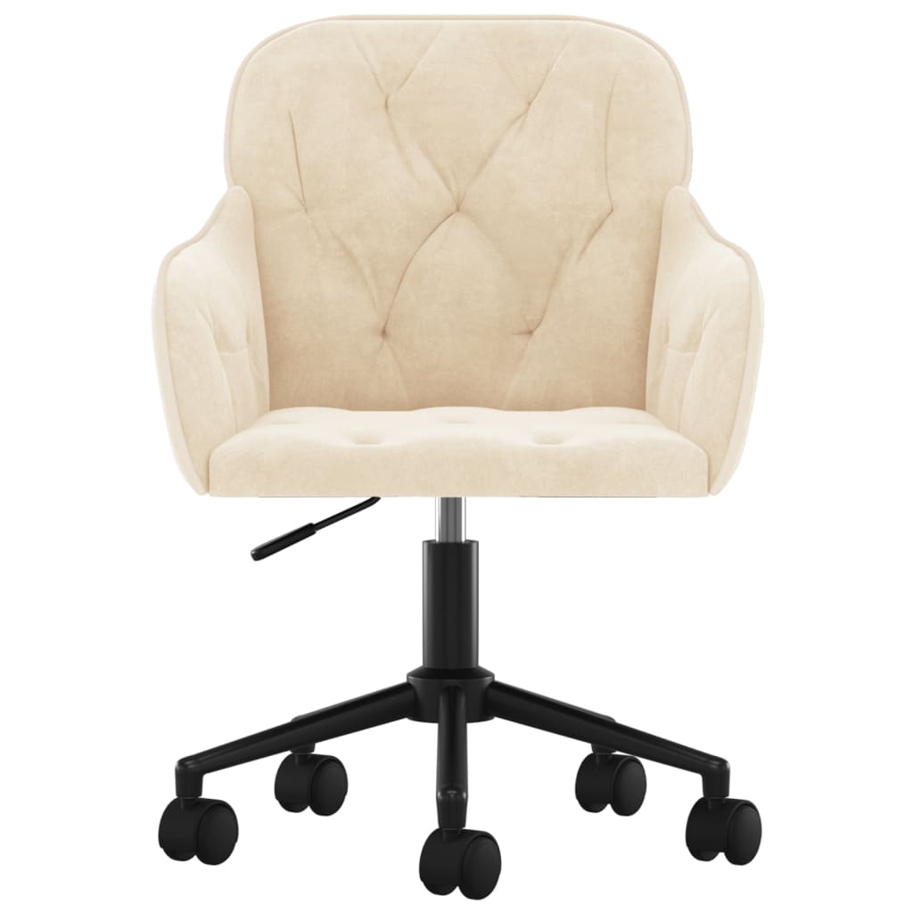 Chaise pivotante de bureau Crème Velours Chaises de bureau vidaXL