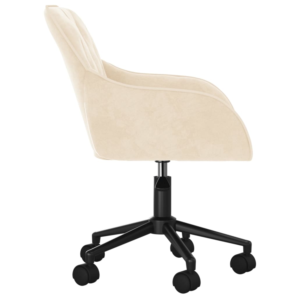 Chaise pivotante de bureau Crème Velours Chaises de bureau vidaXL