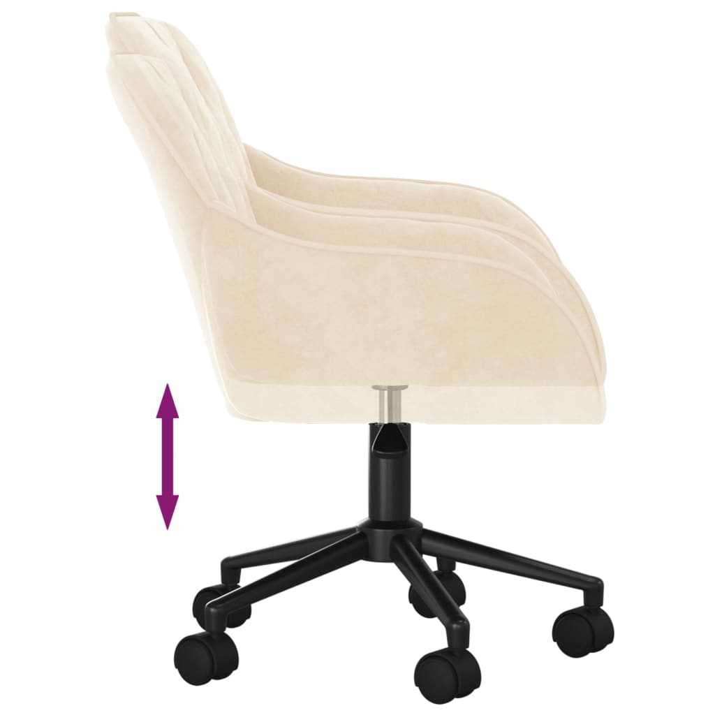 Chaise pivotante de bureau Crème Velours Chaises de bureau vidaXL