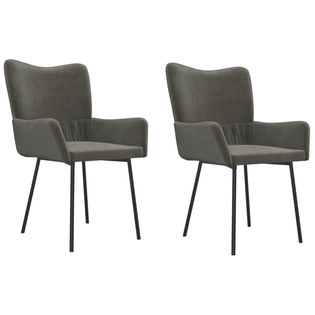 Chaises à manger lot de 2 Gris foncé Velours - XIOS