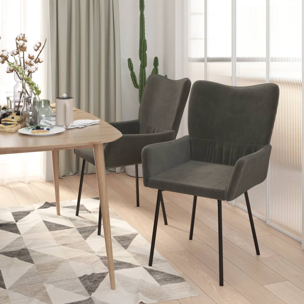 Chaises à manger lot de 2 Gris foncé Velours - XIOS