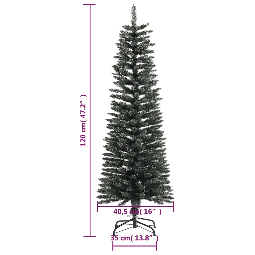 Sapin de Noël artificiel mince avec support Vert 120 cm PVC - XIOS