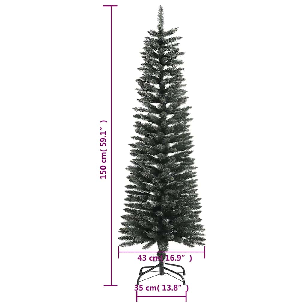 Sapin de Noël artificiel mince avec support Vert 150 cm PVC - XIOS