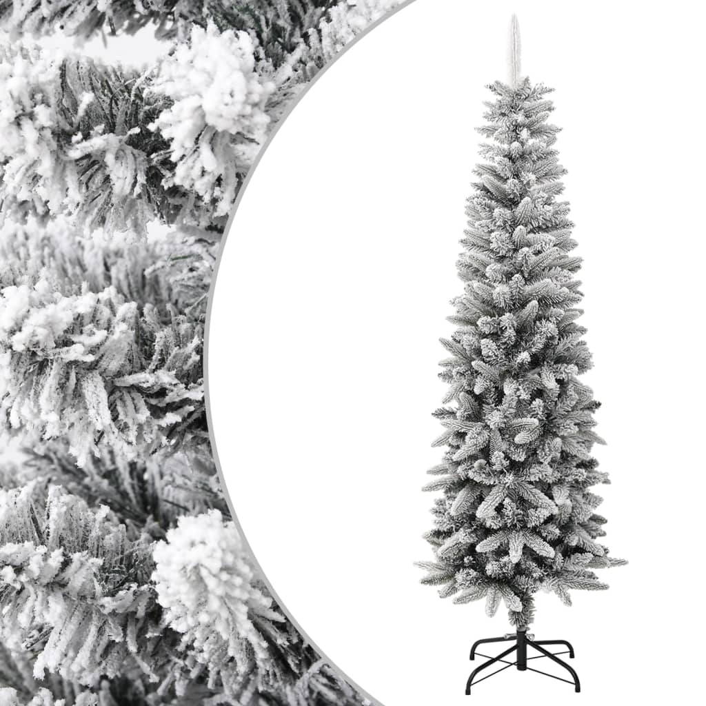Sapin de Noël artificiel mince avec neige floquée 180 cm PVC/PE - XIOS
