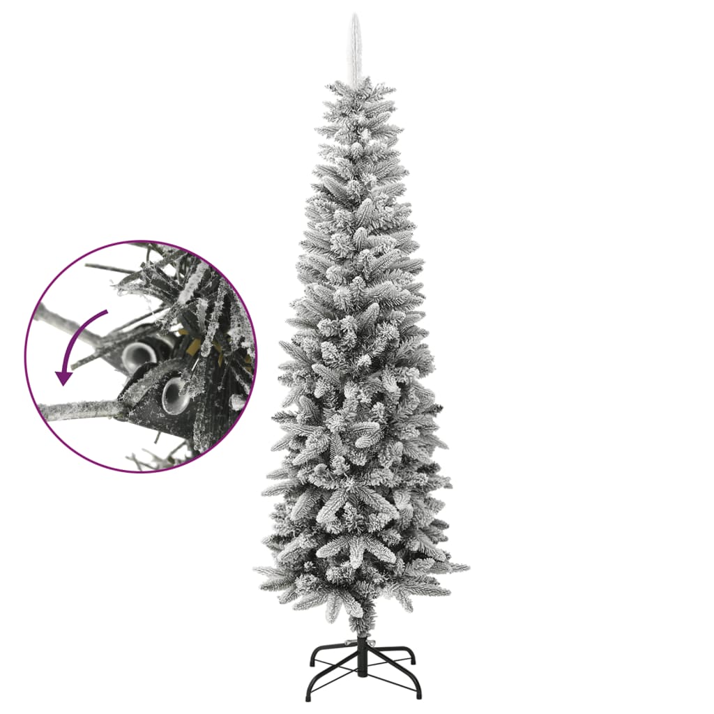 Sapin de Noël artificiel mince avec neige floquée 180 cm PVC/PE - XIOS