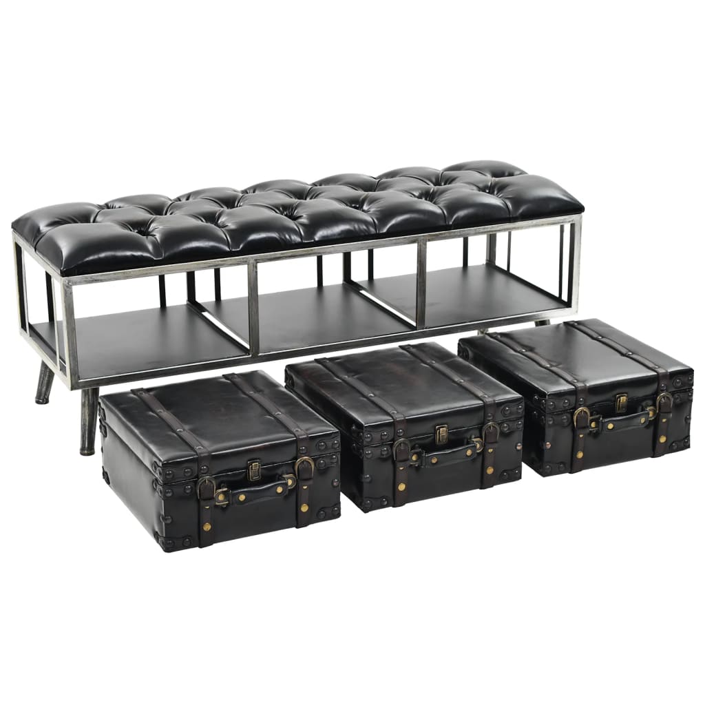 Banc de rangement 110 cm noir similicuir - XIOS