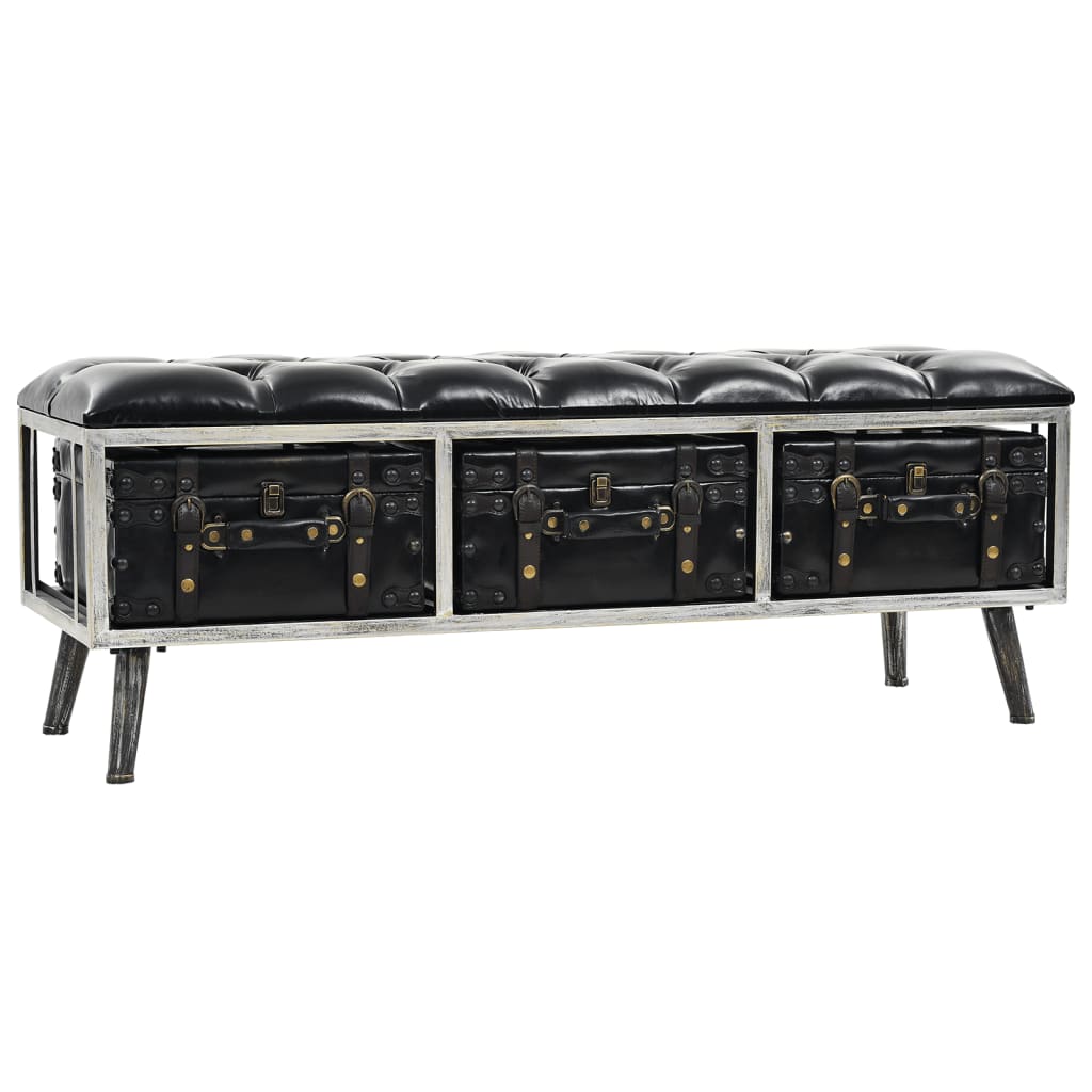 Banc de rangement 110 cm noir similicuir - XIOS