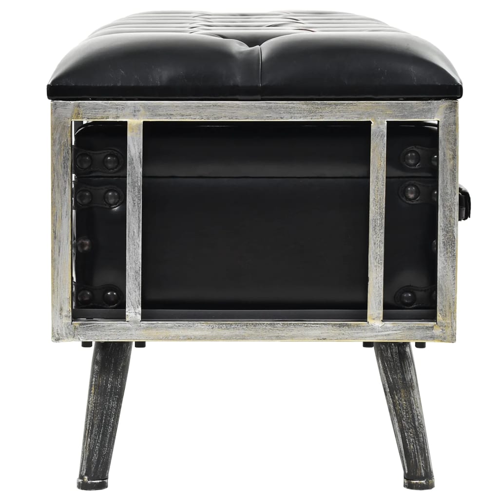 Banc de rangement 110 cm noir similicuir - XIOS