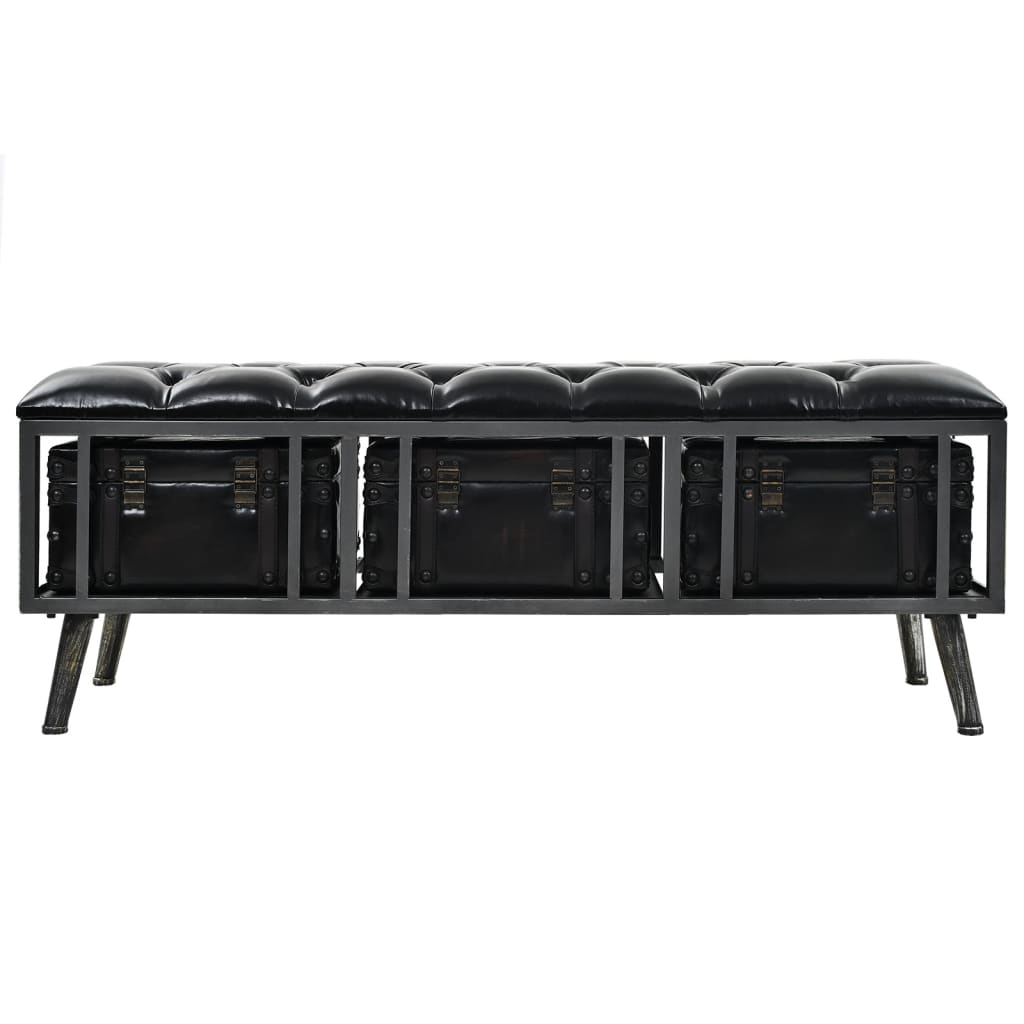 Banc de rangement 110 cm noir similicuir - XIOS