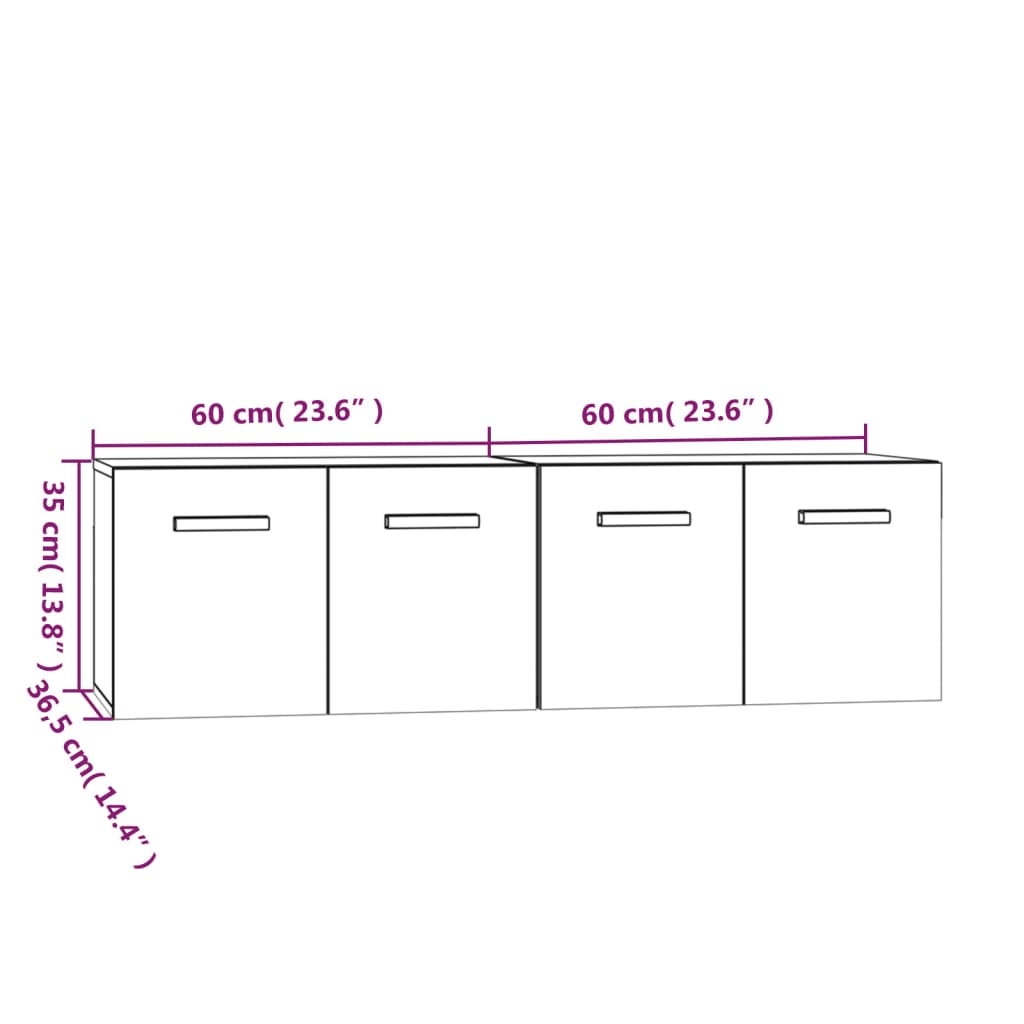 Armoires murales 2 pcs Blanc 60x36,5x35 cm Bois d'ingénierie - XIOS