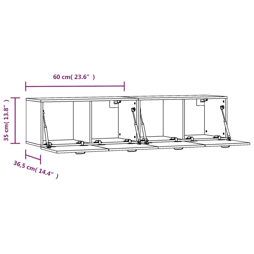 Armoires murales 2pcs Chêne brun 60x36,5x35cm Bois d'ingénierie