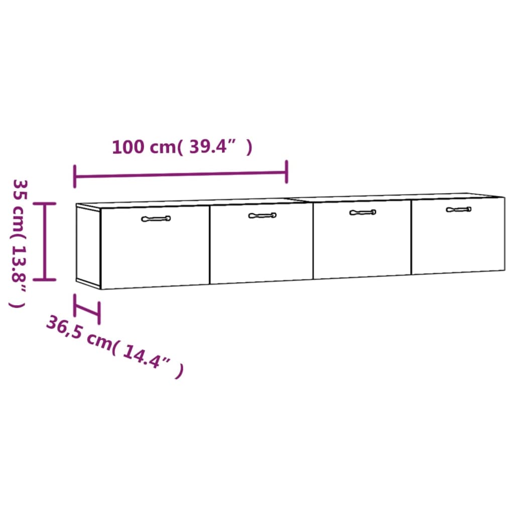 Armoires murales 2 pcs Chêne fumé 100x36,5x35 cm