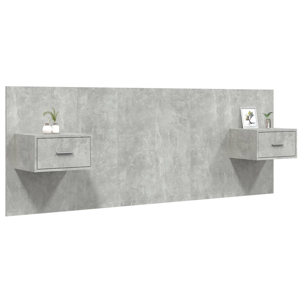 Tête de lit avec armoires Gris béton Bois d'ingénierie - XIOS
