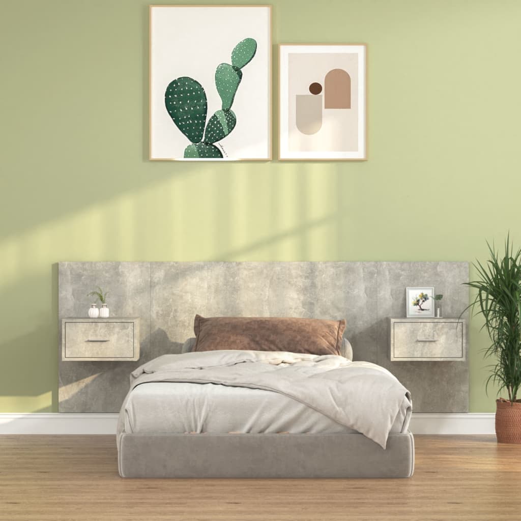 Tête de lit avec armoires Gris béton Bois d'ingénierie - XIOS