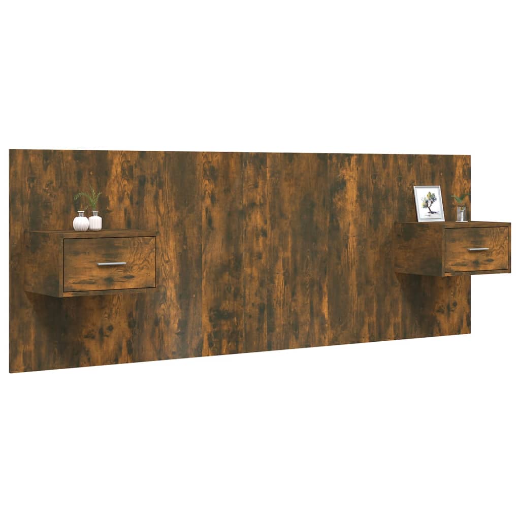 Tête de lit avec armoires Chêne fumé Bois d'ingénierie - XIOS