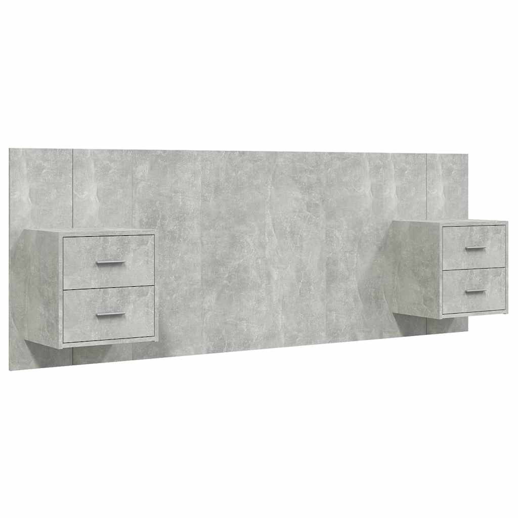 Tête de lit avec armoires Gris béton Bois d'ingénierie - XIOS