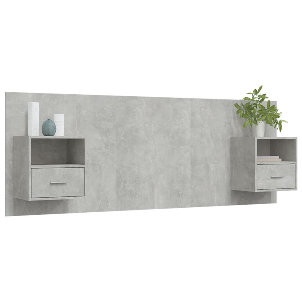Tête de lit avec armoires Gris béton Bois d'ingénierie - XIOS