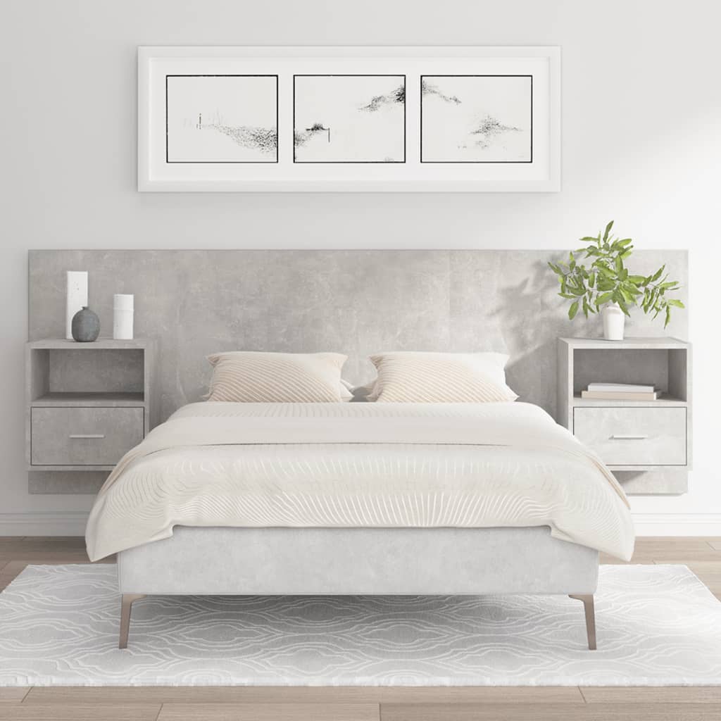 Tête de lit avec armoires Gris béton Bois d'ingénierie - XIOS