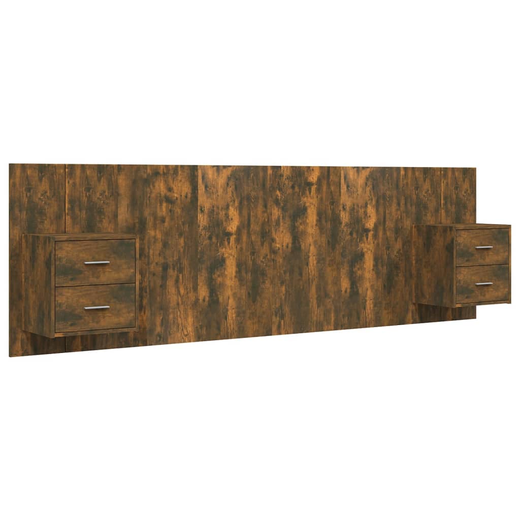 Tête de lit avec armoires Chêne fumé Bois d'ingénierie - XIOS