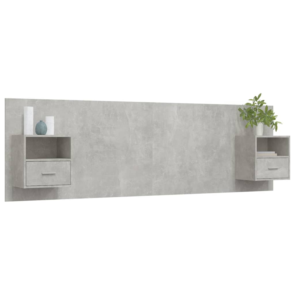 Tête de lit avec armoires Gris béton Bois d'ingénierie - XIOS