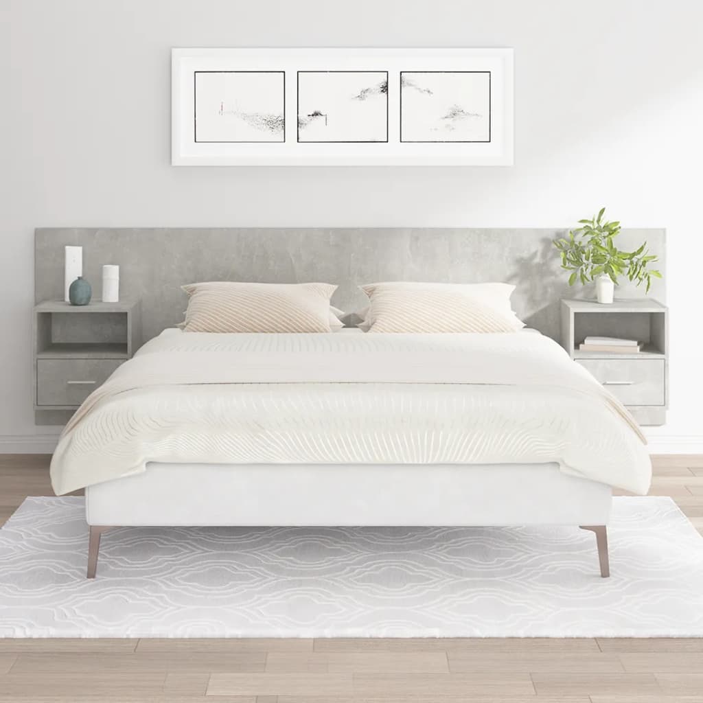 Tête de lit avec armoires Gris béton Bois d'ingénierie - XIOS