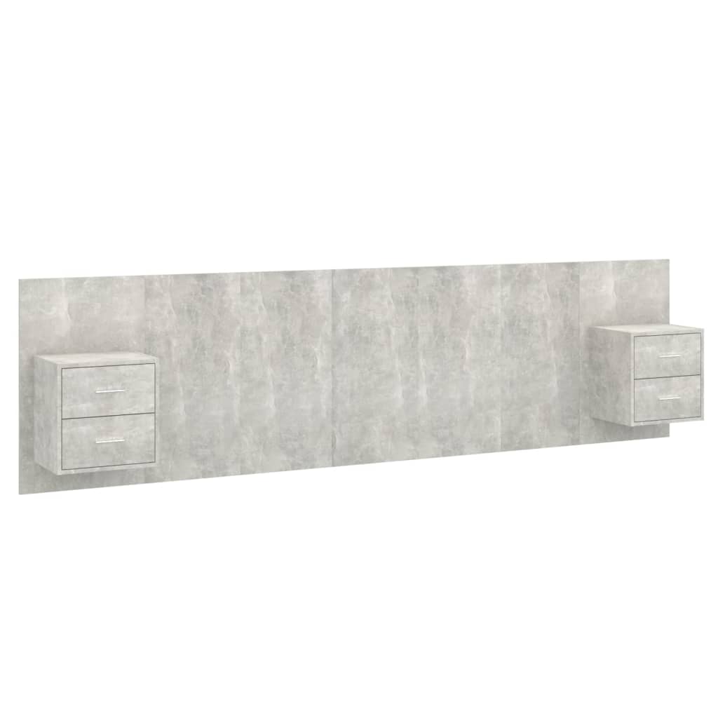 Tête de lit avec armoires Gris béton Bois d'ingénierie - XIOS