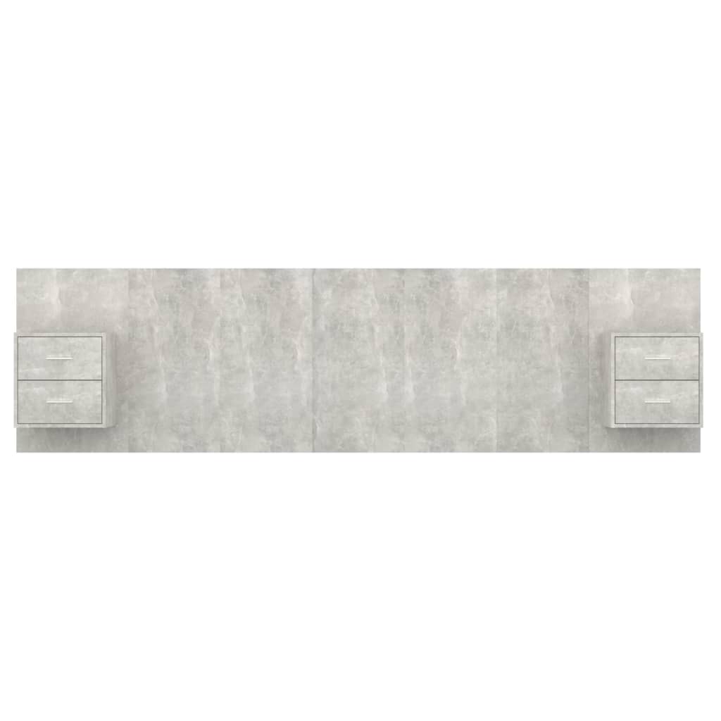 Tête de lit avec armoires Gris béton Bois d'ingénierie - XIOS